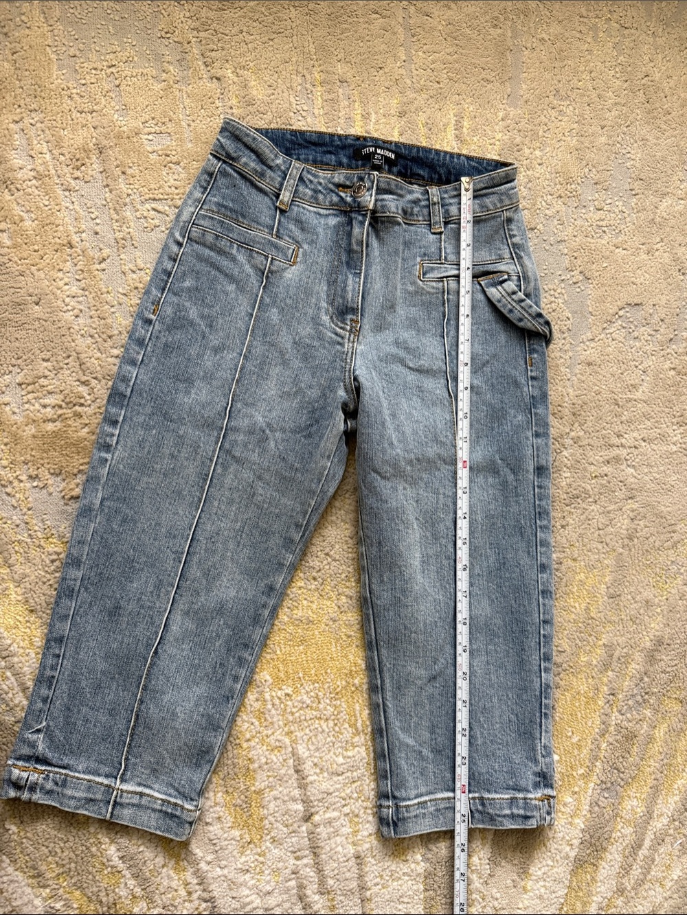 Steve Madden Womens Washed Gray Relaxed Crop Jeans